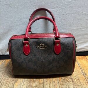 Coach Rowan Satchel in Signature Canvas with 1941 Red Trim